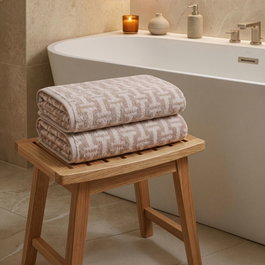 Mijolnir Juego de Toallas de Baño Santa - Beige, 2 Piezas